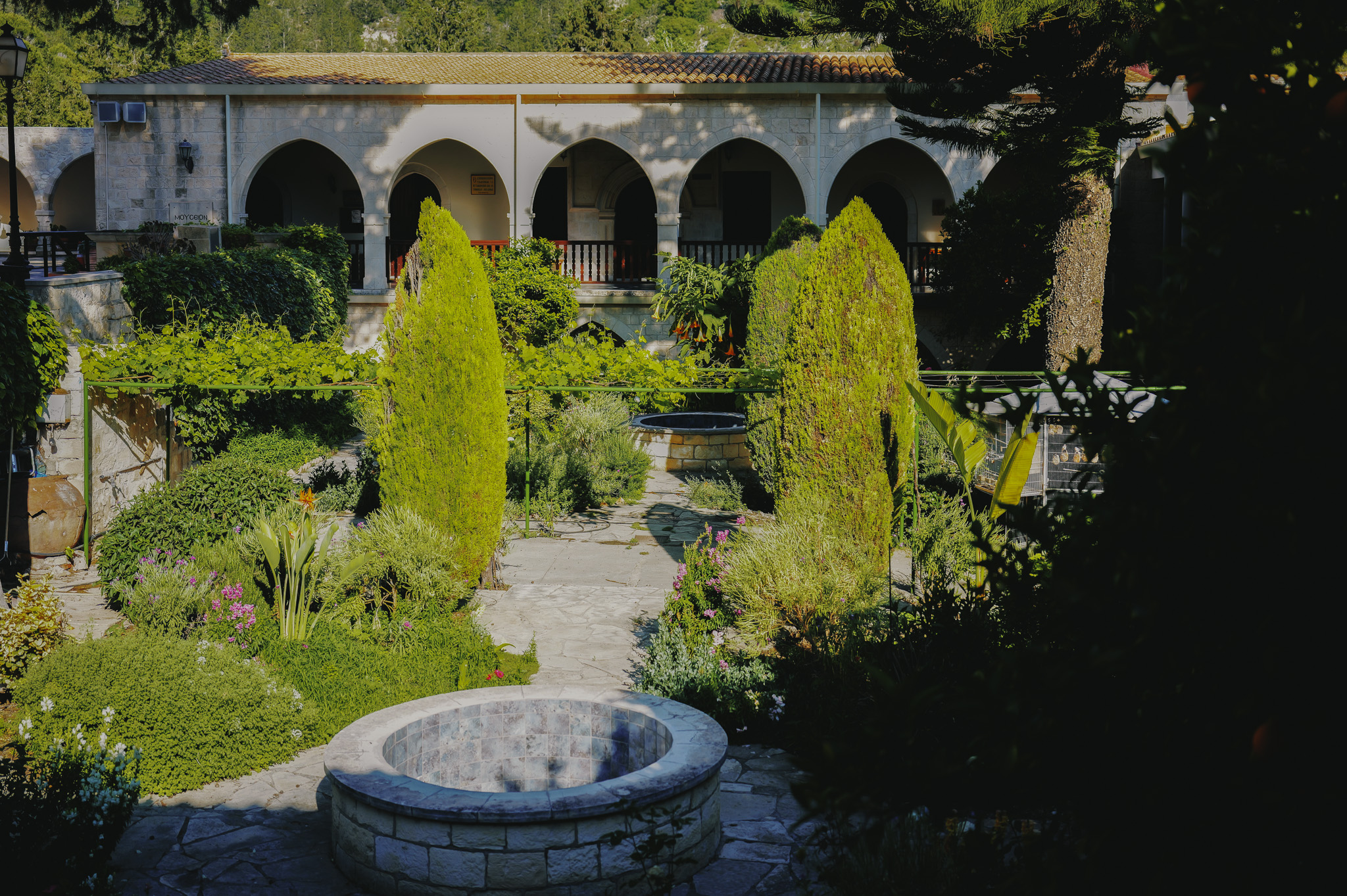 Garden at the centre of Saint Neophytos Monastery